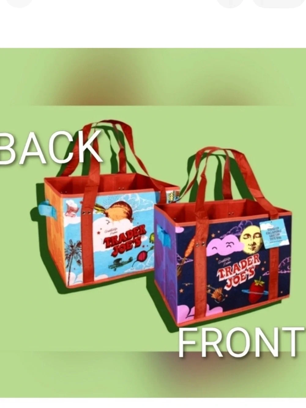 Trader Joe's Stand-Up Collapsible Grocery Tote Bag new